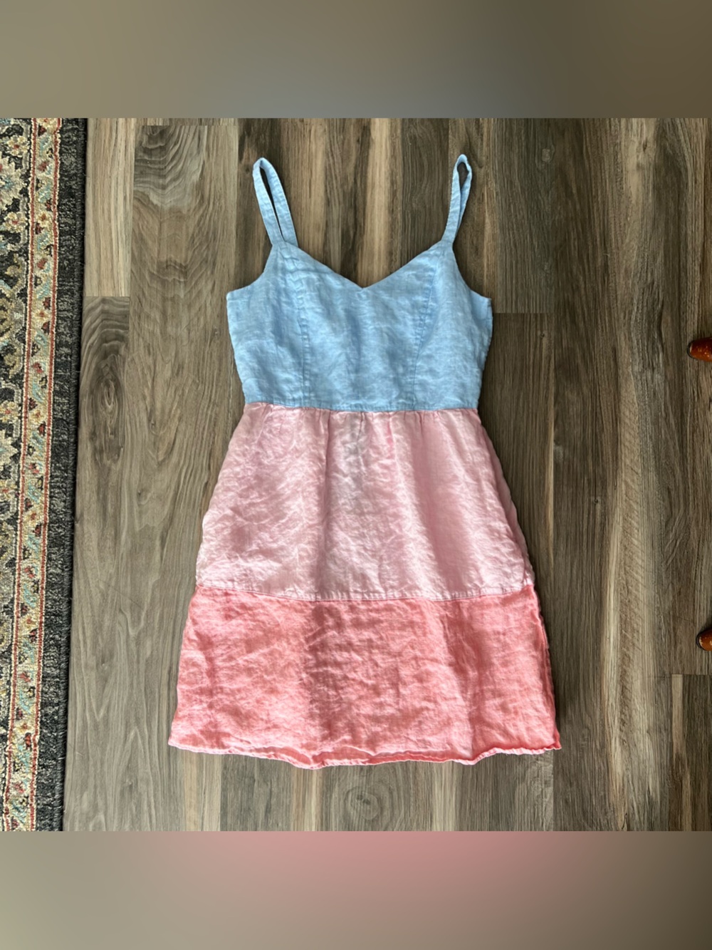 Cynthia Rowley Blue and Pink Colorblock Linen Mini Dress